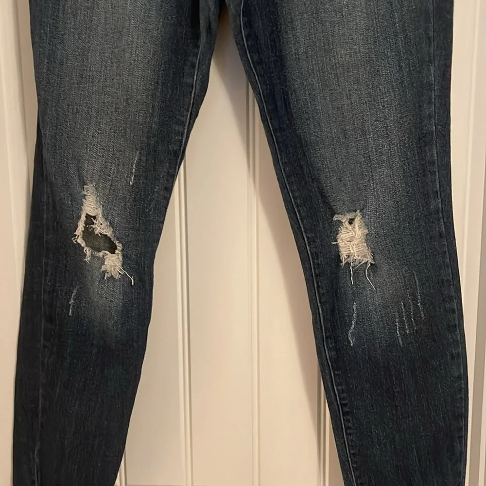 Judy Blue Womens Distressed Skinny Jeans Size XL 11/30 Dark Wash Cotton & Spande